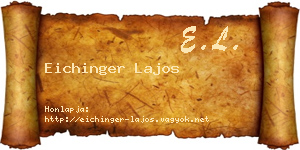 Eichinger Lajos névjegykártya